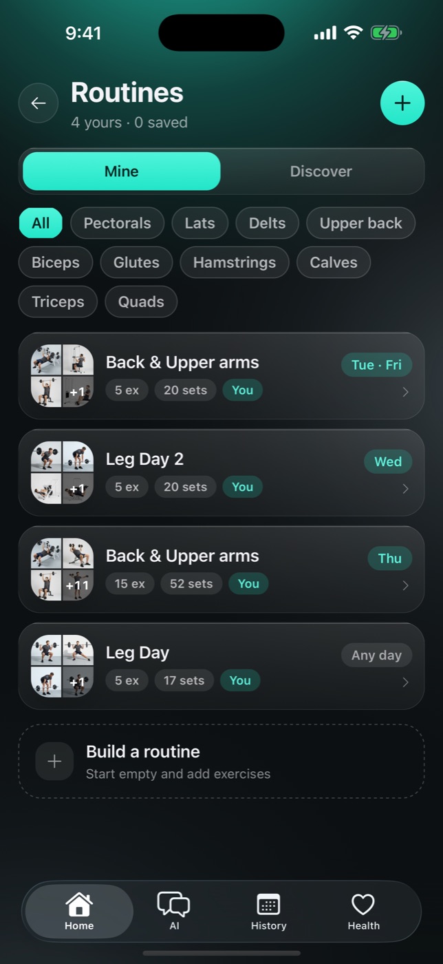 Gymbora routines assigned to training days