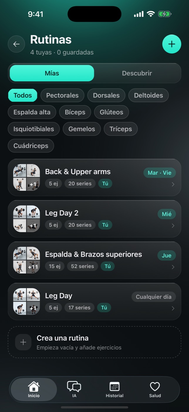 Rutinas de Gymbora asignadas a días de entrenamiento